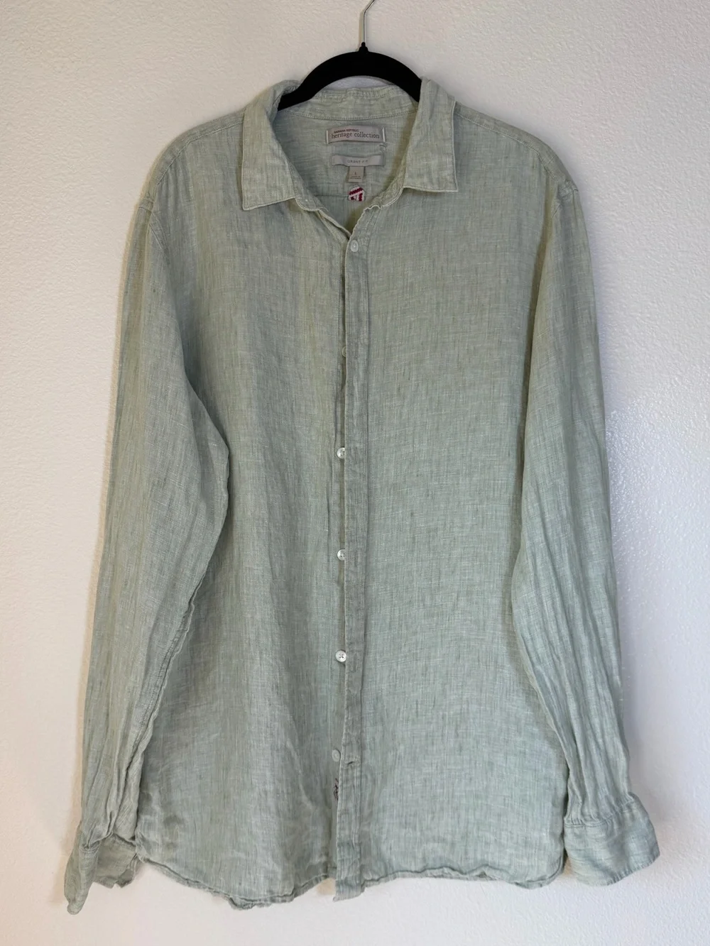 Banana Republic Light Sage Linen Button-Up Shirt, Size Large